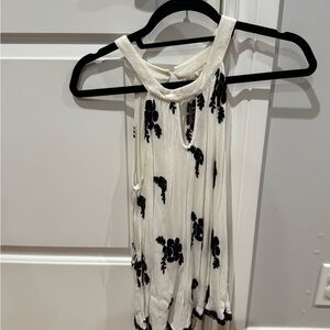 Nine Britton Cream and Black Floral Halter Top